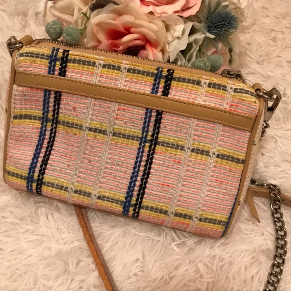 Rebecca minkoff neon pink orange blue tweed chain strap tassel bag - Picture 6 of 8
